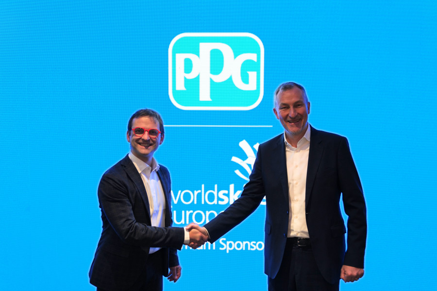 Guillaume Suteau, board chair of WorldSkills Europe, and Pascal Tisseyre, PPG vice president, government affairs, Europe, Middle East, and Africa